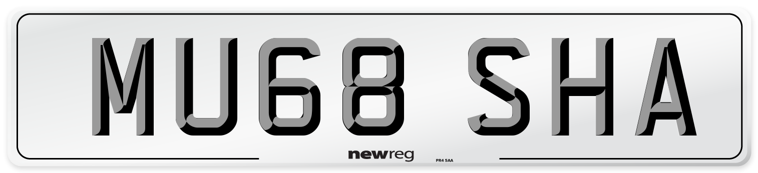 MU68 SHA Number Plate from New Reg
